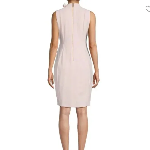 NWT Calvin Klein Women's Sleeveless Seamed Sheath With Tie Neck Pink Size 8 - Picture 3 of 16